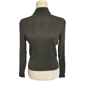 carlisle womens black Gray metallic turtleneck long sleeve sweater p xs Small